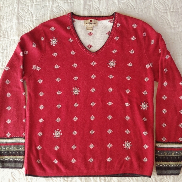 Woolrich Sweater Medium red/white lining - Picture 1 of 13